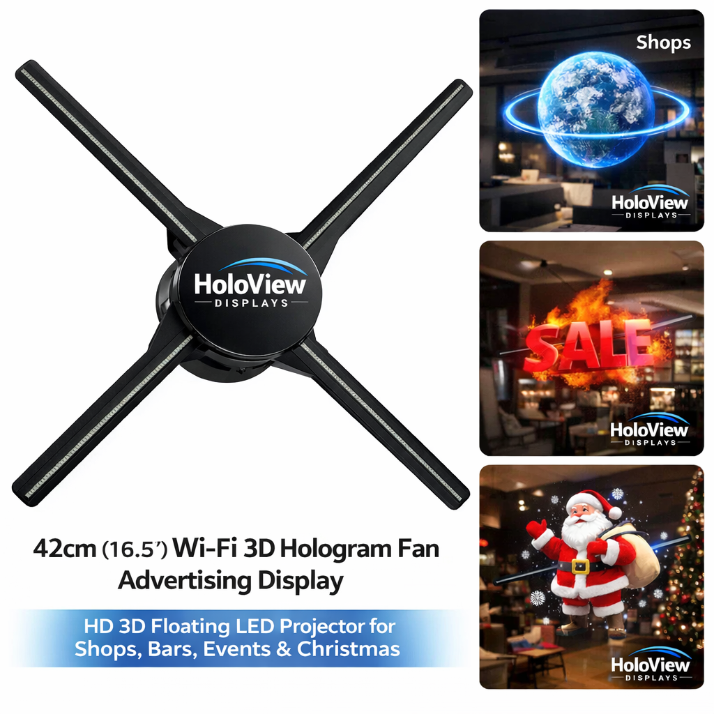 42cm Wi-Fi 3D Hologram Fan Advertising Display – HD Floating LED Projector